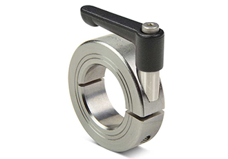 Quick clamping shaft collars with clamping lever